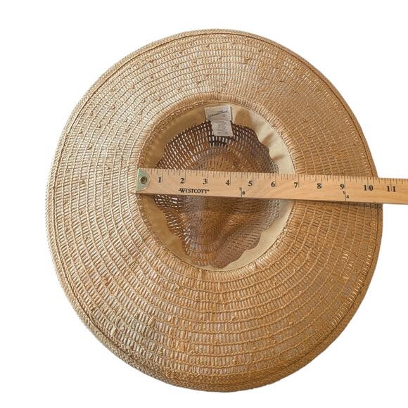 Universal Thread Round Straw Panama Beach Hat Tan Adjustable Fit - Picture 11 of 11